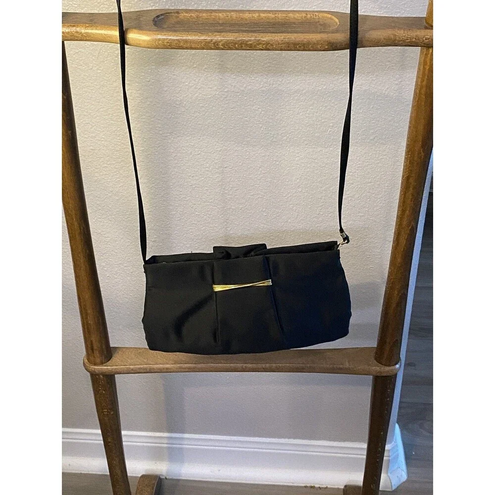 RODO ITALY Black Satin Purse Handbag Clutch/Crossbody EUC Vintage